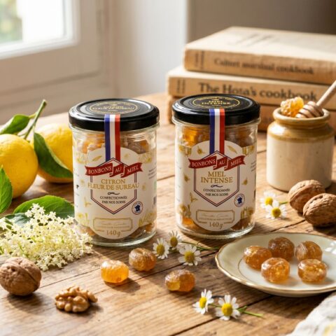 Duo de bonbons : citron-sureau et miel intense