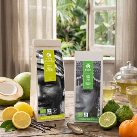 Lot de 2 thés verts équitables : Earl grey et Coco Citron