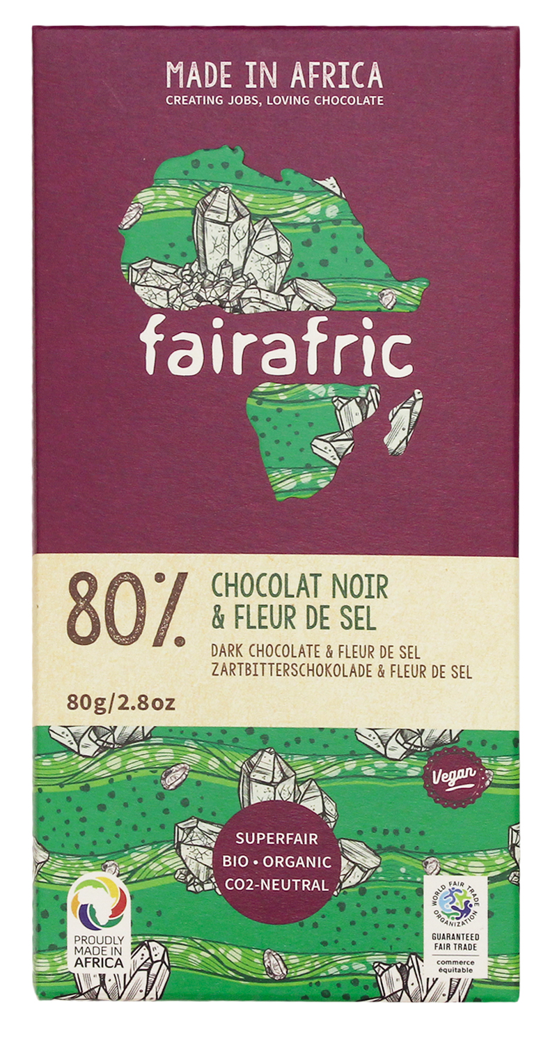 2214 – Chocolat FAIRAFRIC Noir 80% & fleur de sel du Ghana, 80g